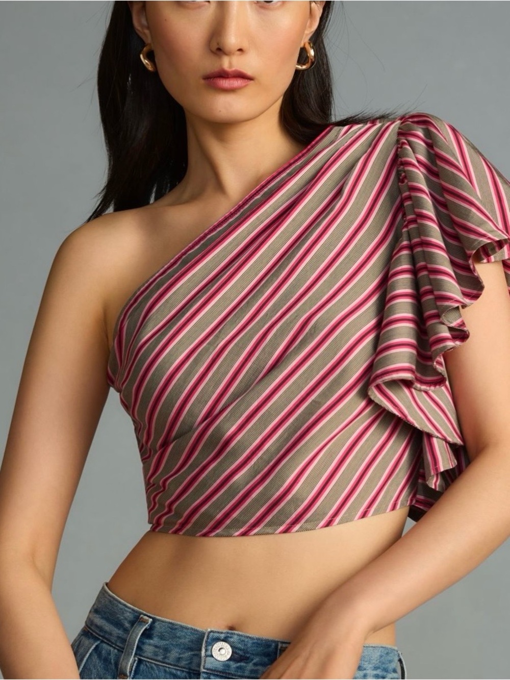 NWT Anthropologie Maeve One-Shoulder Ruffle Blouse